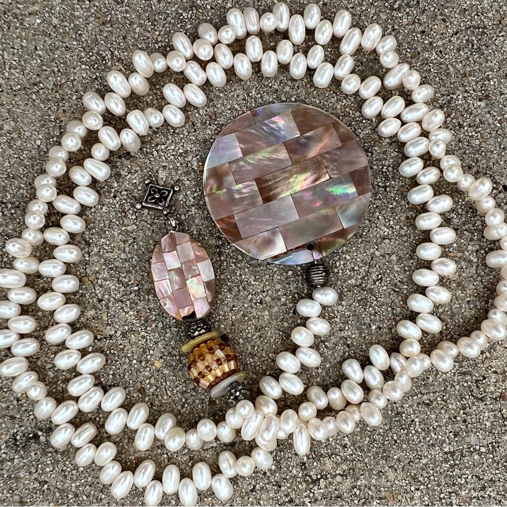 Freshwater pearl lariat necklace 36 inches - Picture 5 of 14
